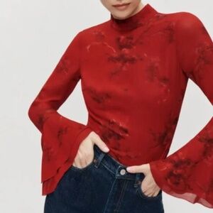 Reformation Roxana Top Red Vermillion - Size 6